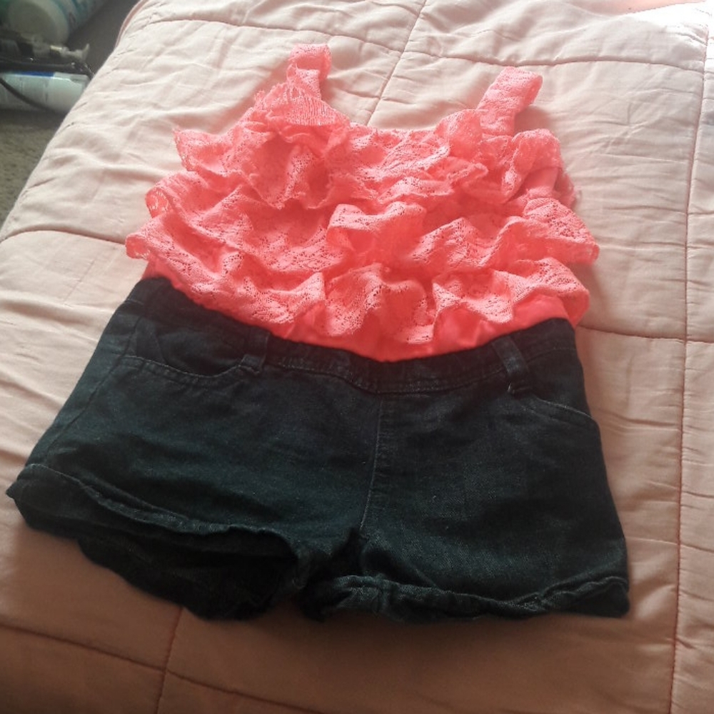 Halter top with built in shorts.